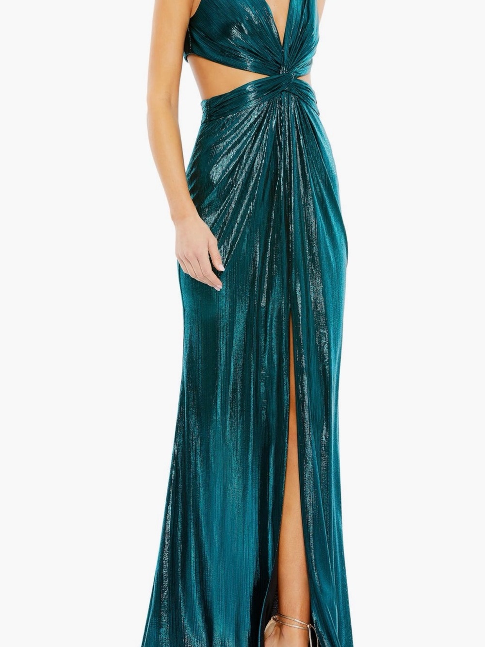 Ieena for Macduggal Sleeveless metallic gown